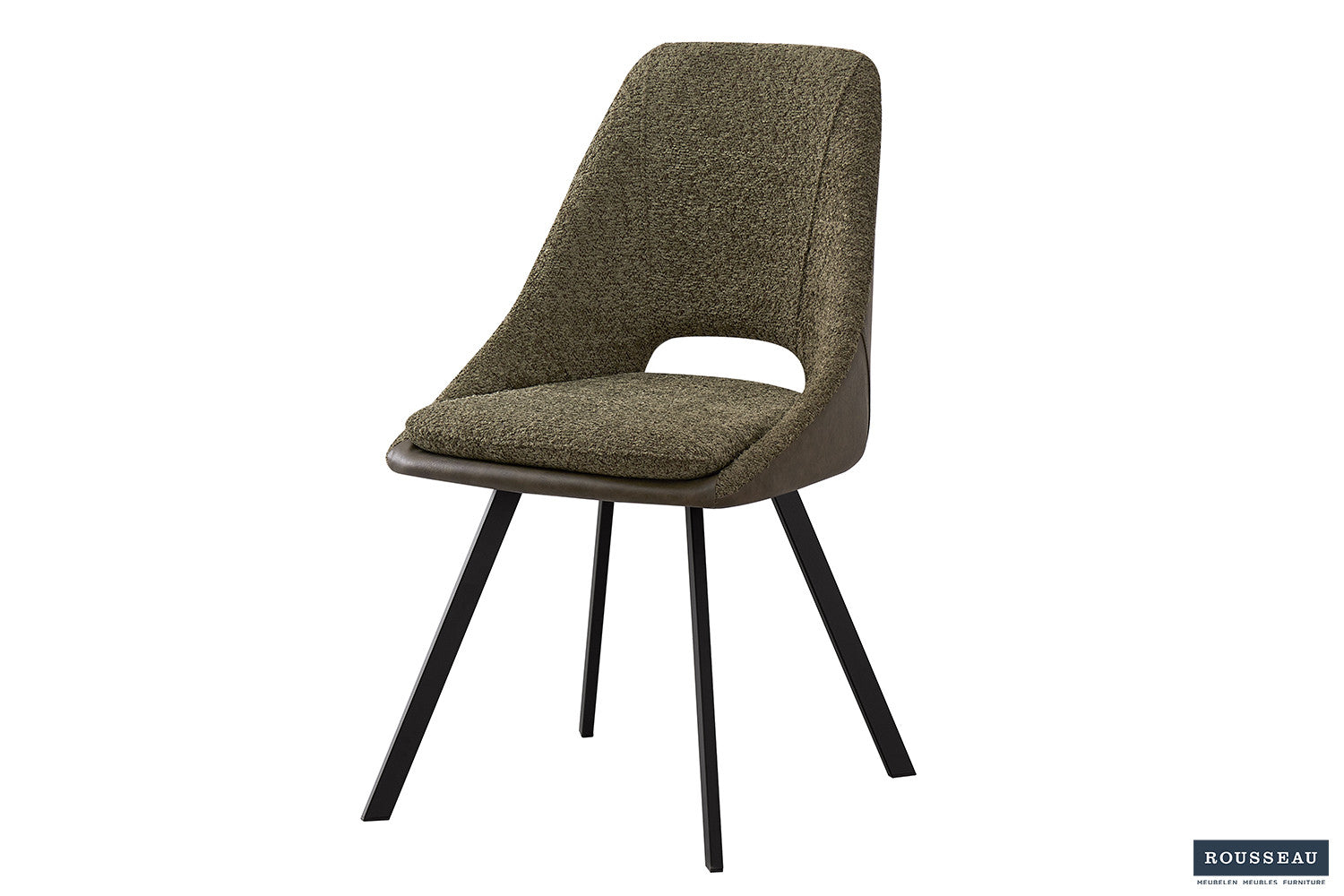 Stoel stravino Bouclé Groen Rug PU Donkergroen