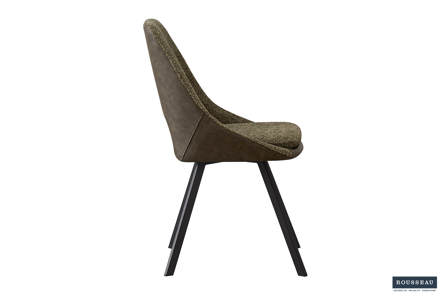 Stoel stravino Bouclé Groen Rug PU Donkergroen