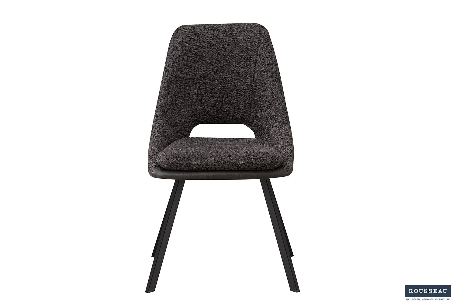 Stoel stravino Bouclé Grijs Rug PU Lichtgrijs