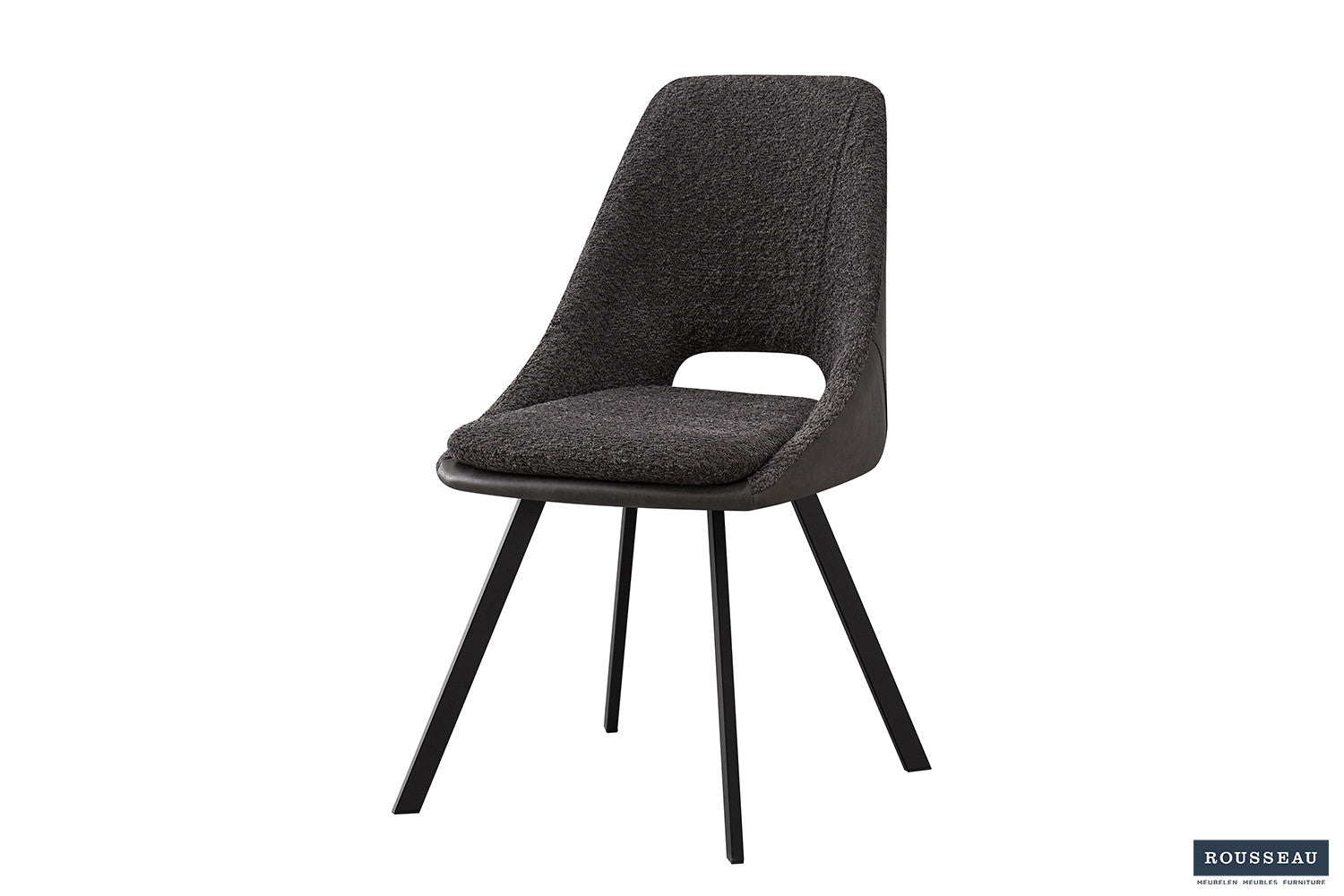 Stoel stravino Bouclé Grijs Rug PU Lichtgrijs