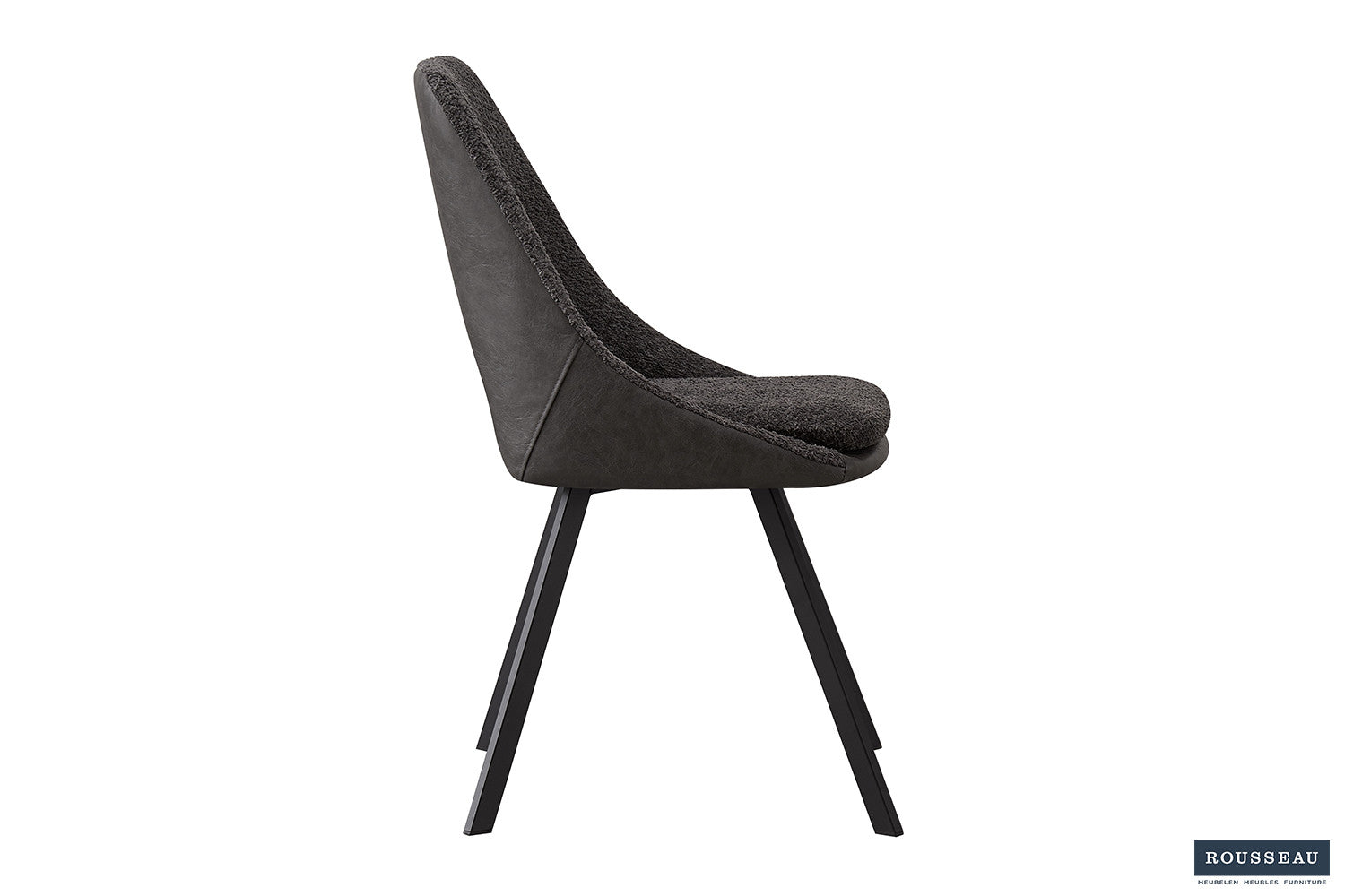 Stoel stravino Bouclé Grijs Rug PU Lichtgrijs