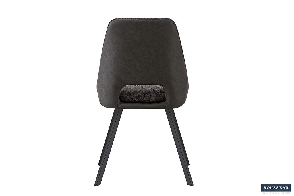 Stoel stravino Bouclé Grijs Rug PU Lichtgrijs