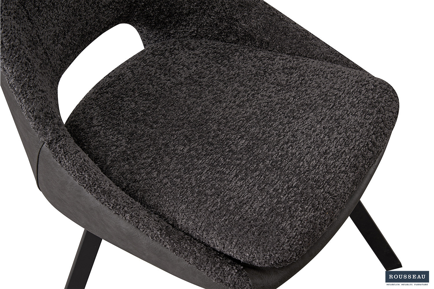 Stoel stravino Bouclé Grijs Rug PU Lichtgrijs