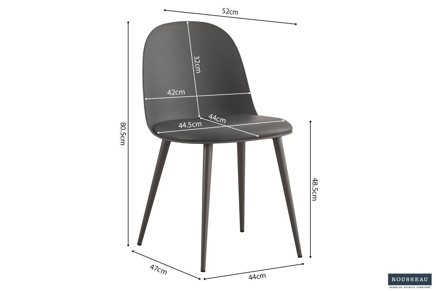 Stoel nolaro Zitting PP kussen PU Grijs