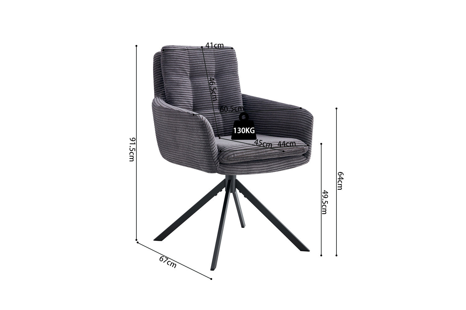 Stoel sorana Draaibaar tot 0 Corduroy Fabb Hyper 16 Grijs