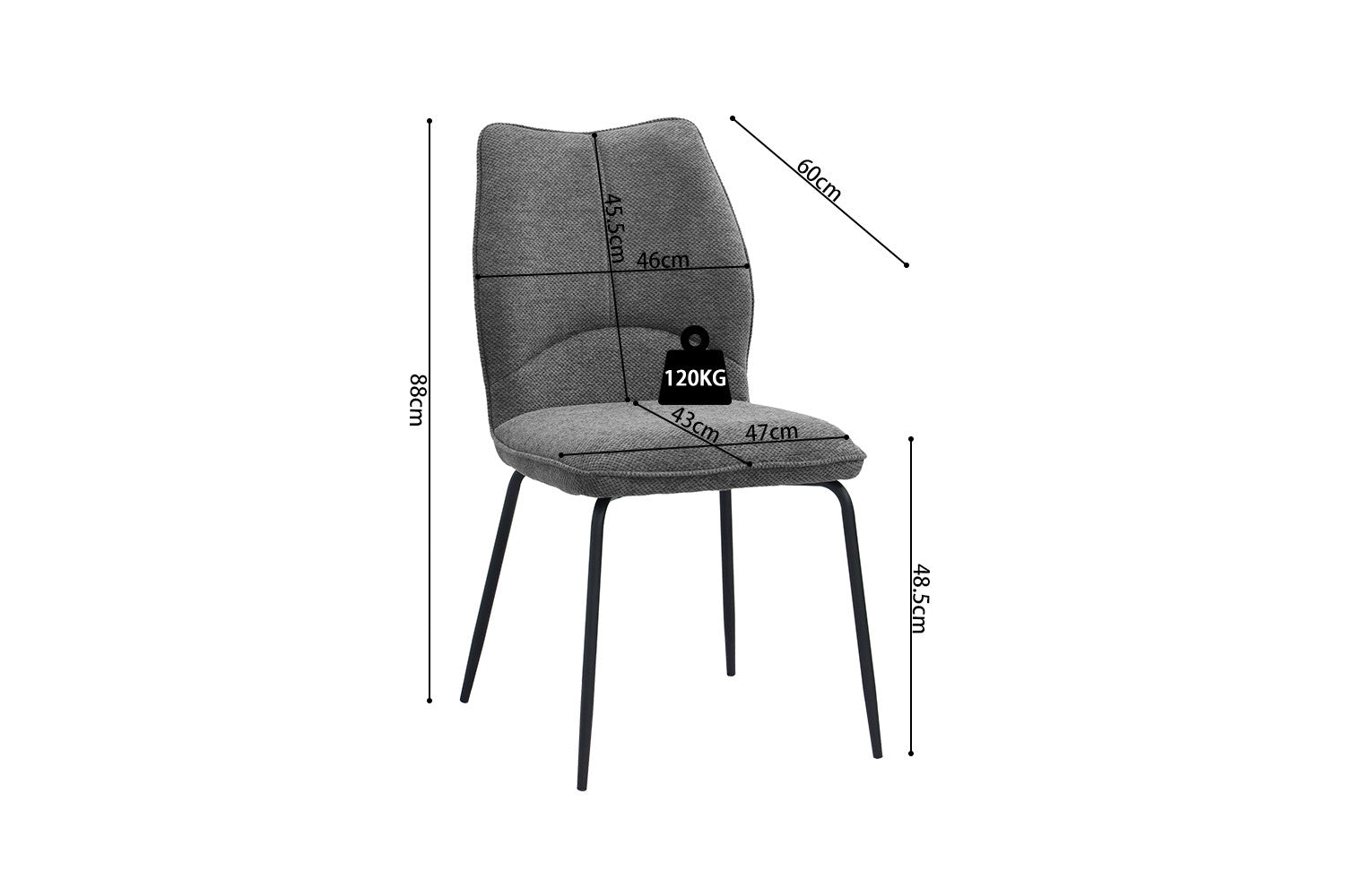 Stoel vitro Stof Ote Sea 456 Grijs