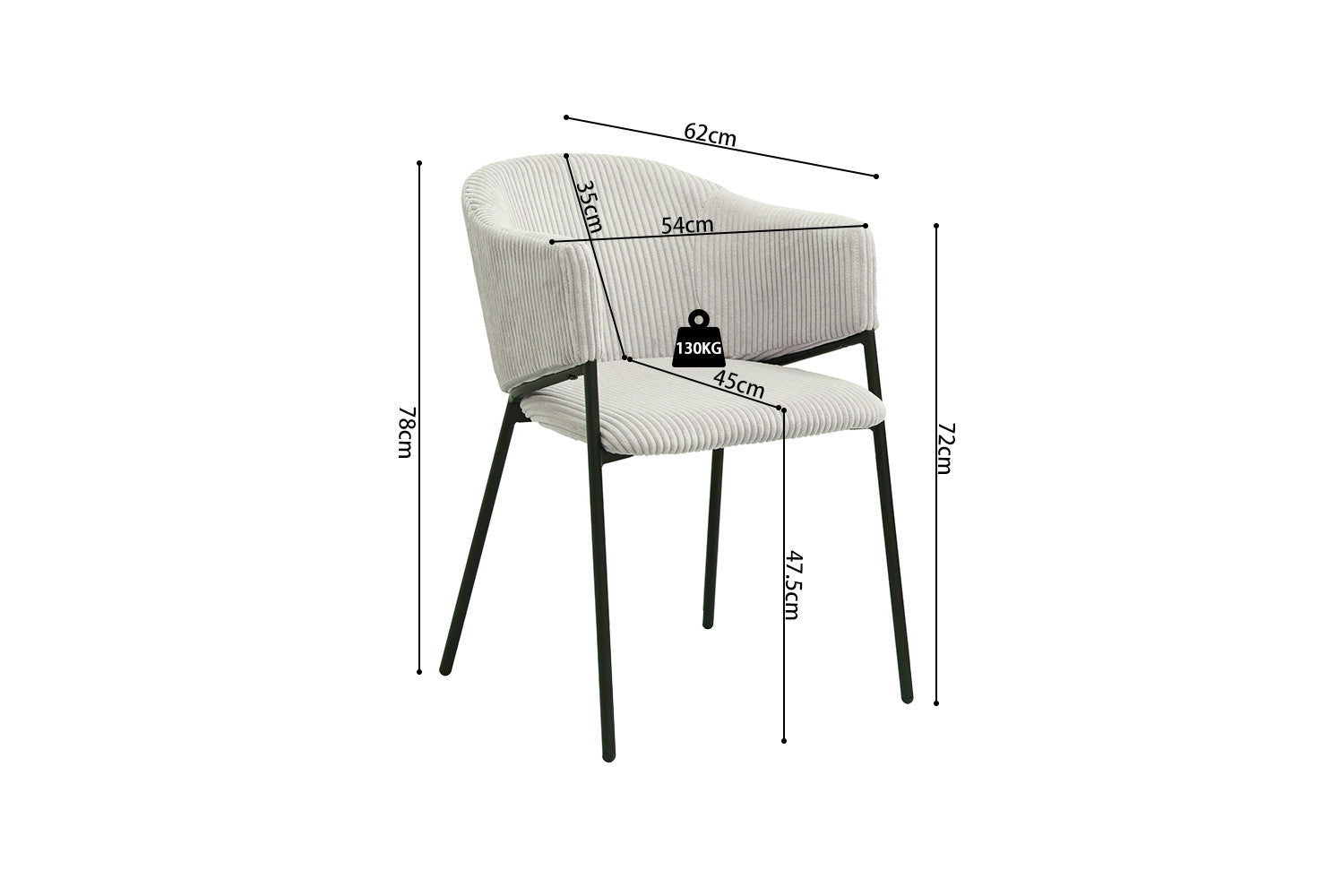 Stoel unity Corduroy Lichtgrijs