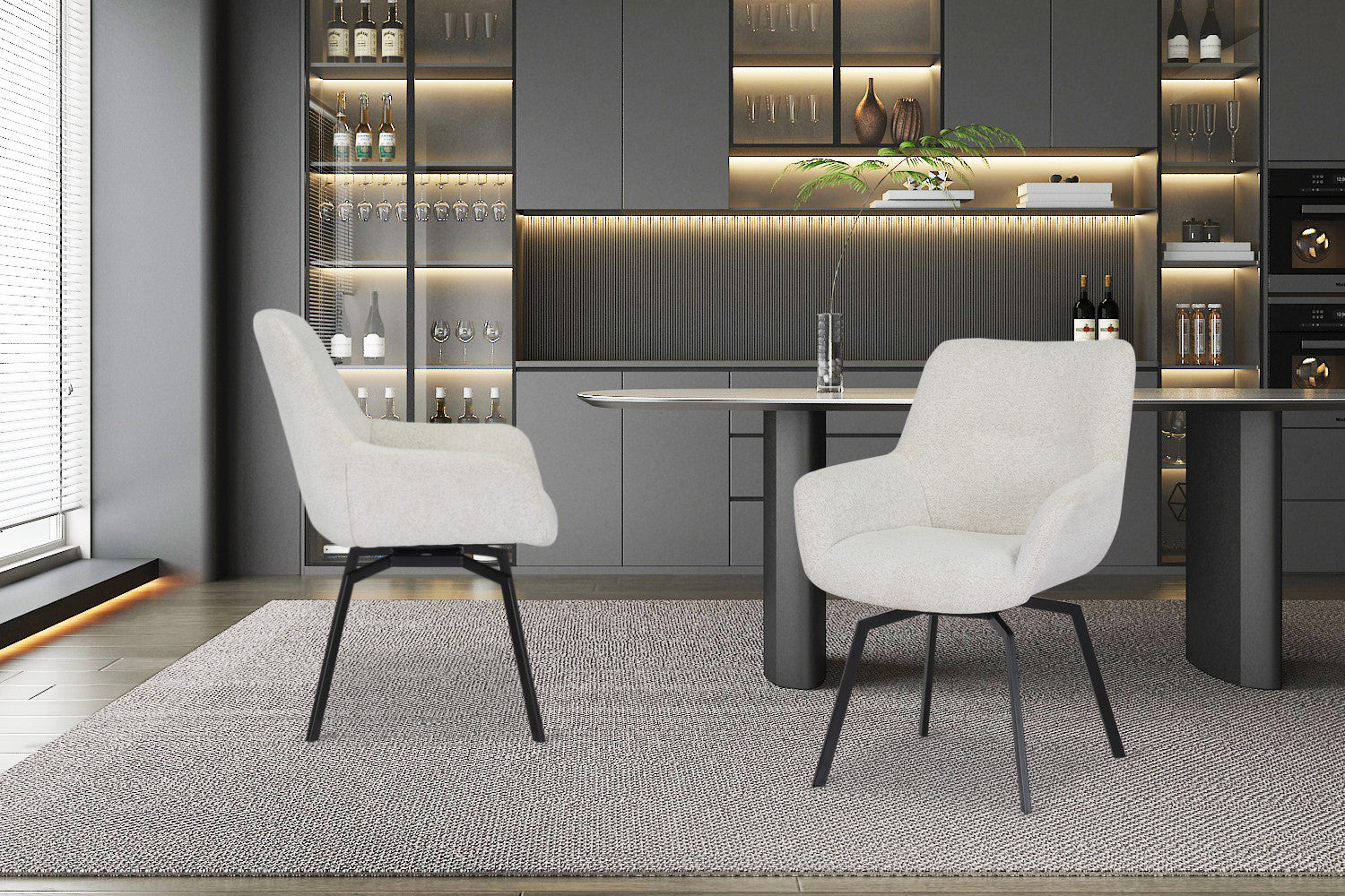 Stoel dianto Draaibaar Stof Fabb Raven 22 Ecru