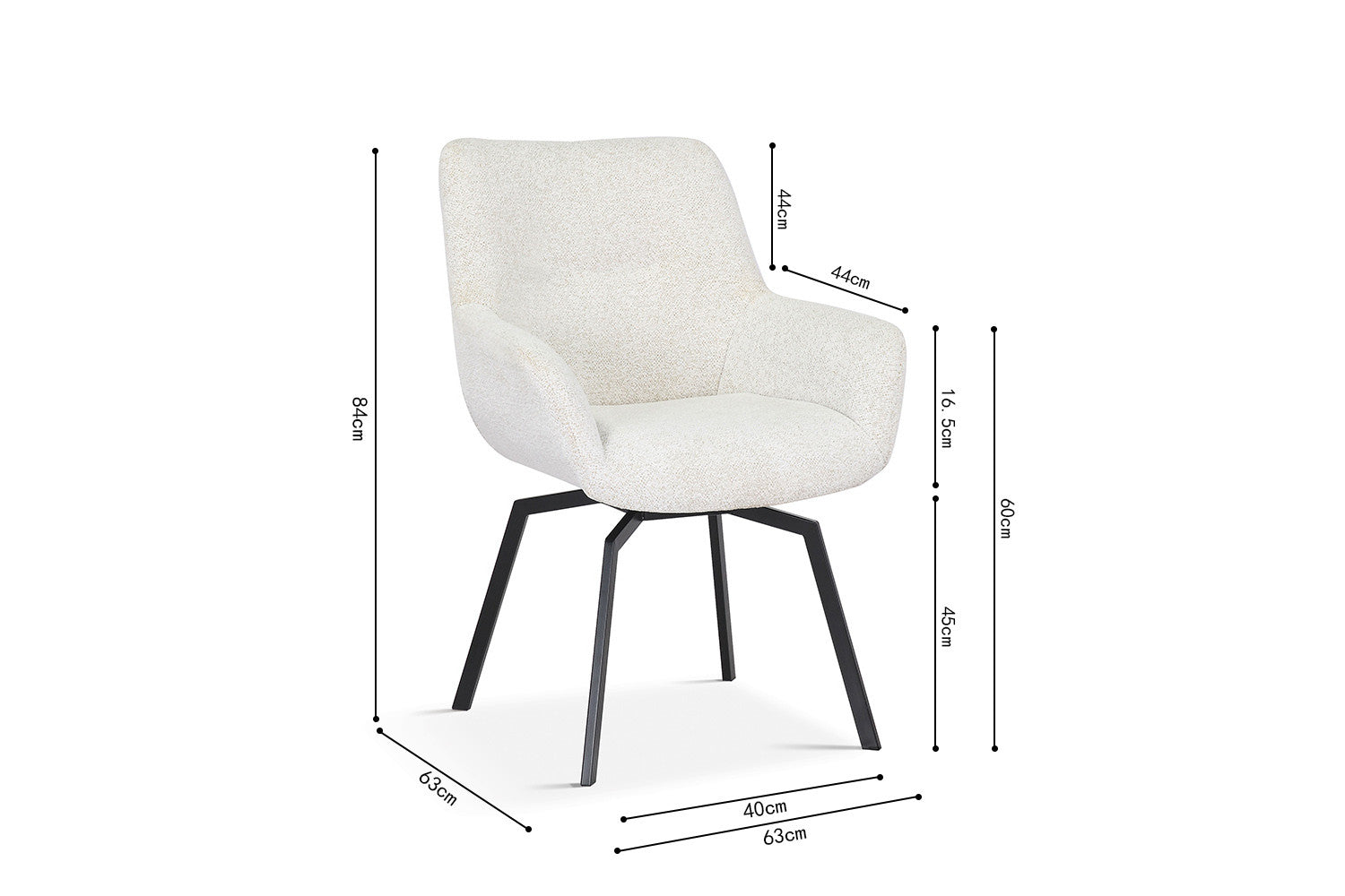 Stoel dianto Draaibaar Stof Fabb Raven 22 Ecru