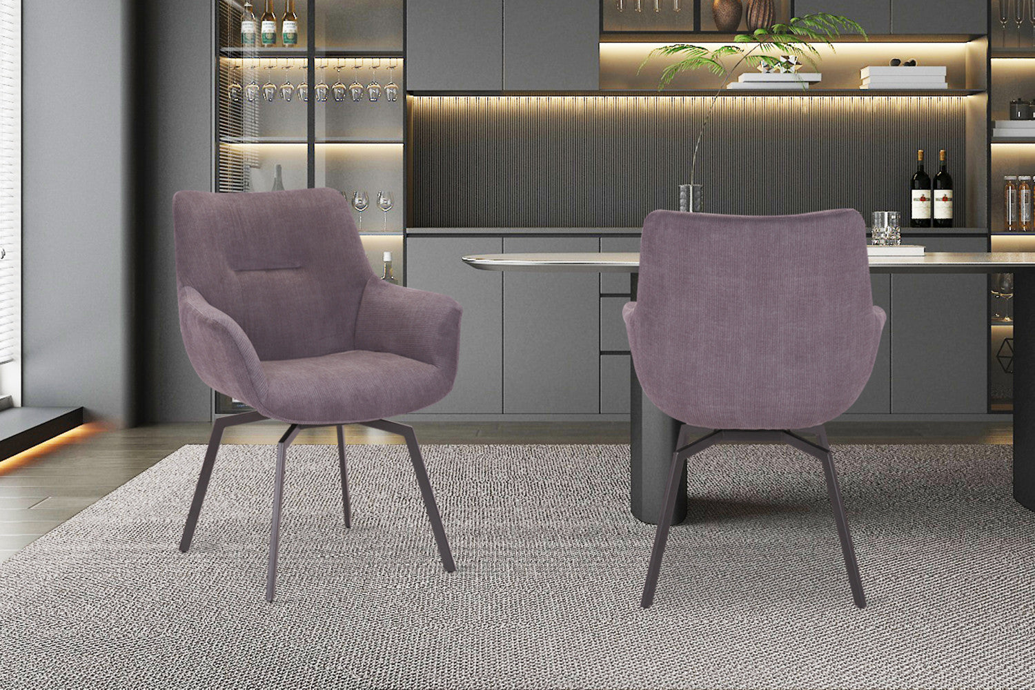 Stoel dianto Draaibaar Ribfluweel Grijs