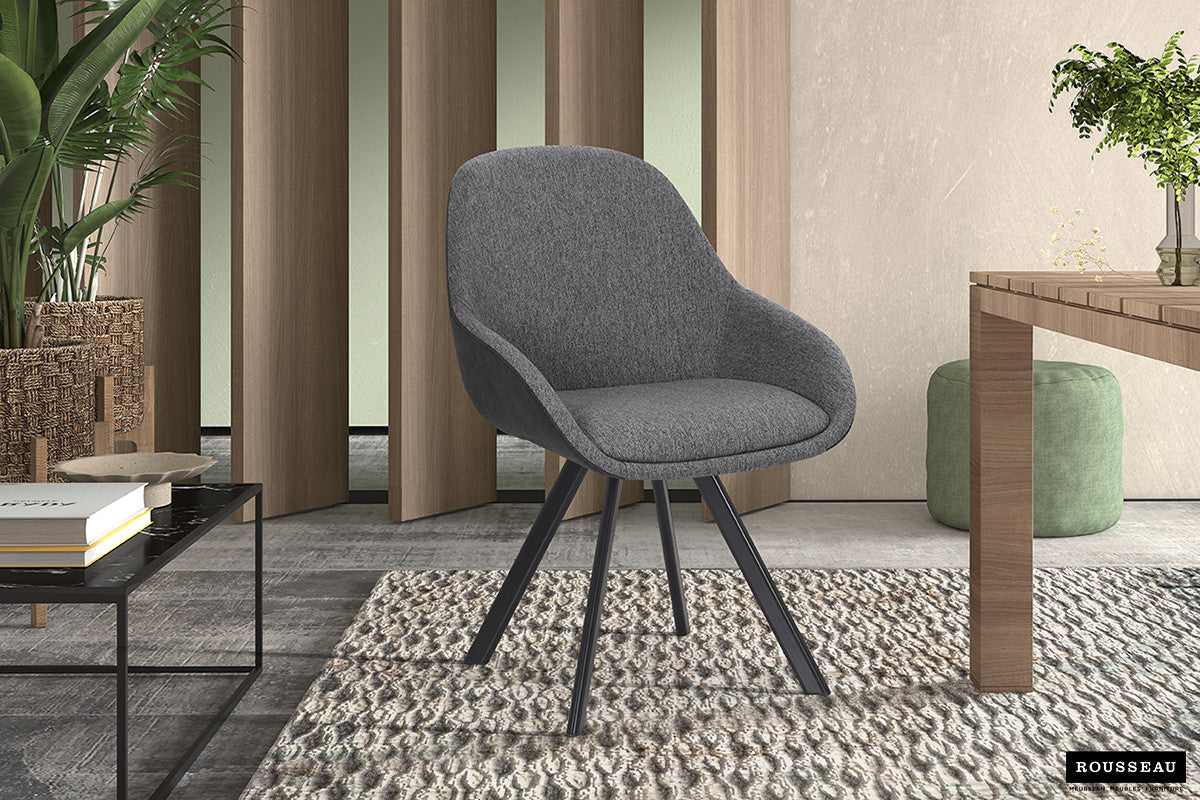 Stoel tortina Stof Grijs Rug PU Donkergrijs