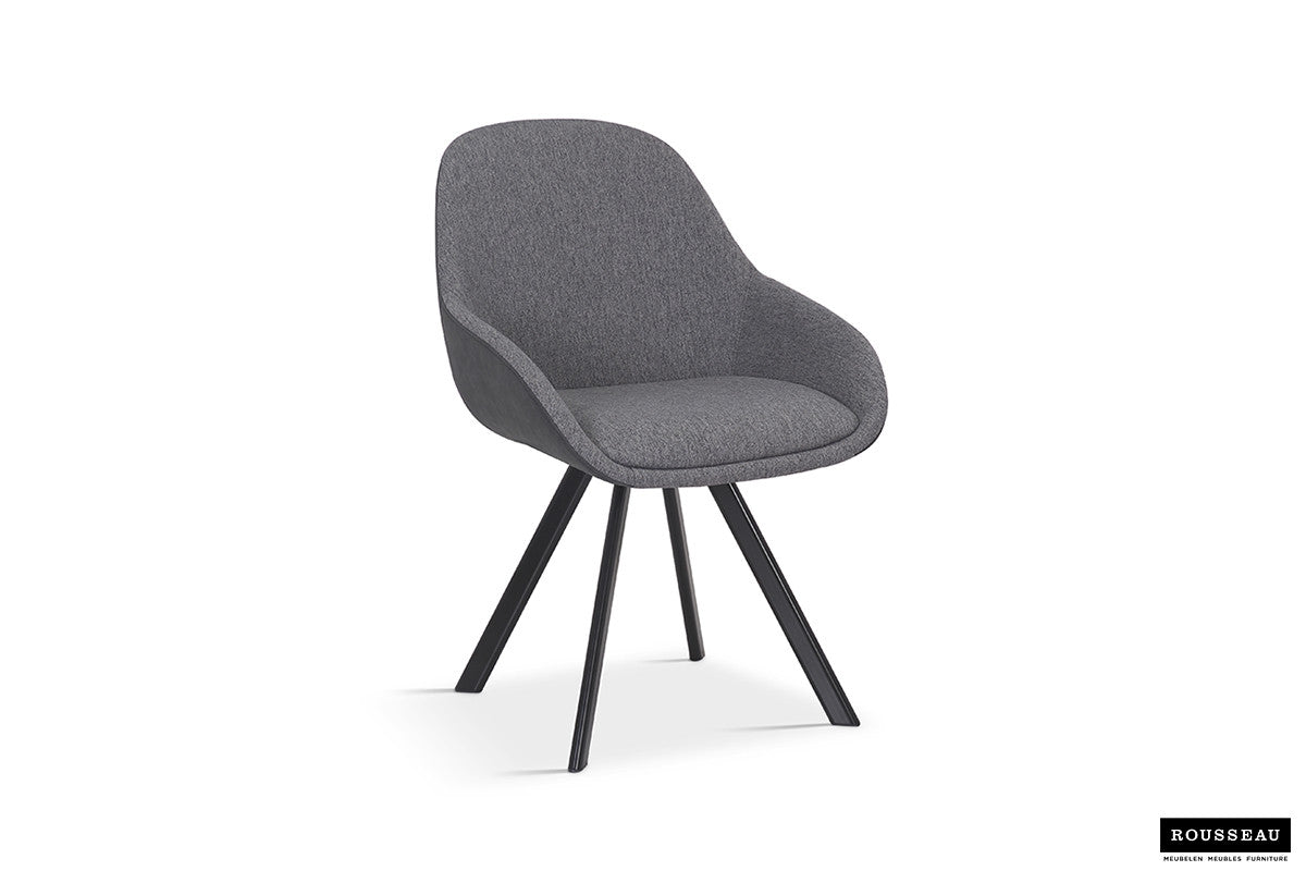 Stoel tortina Stof Grijs Rug PU Donkergrijs