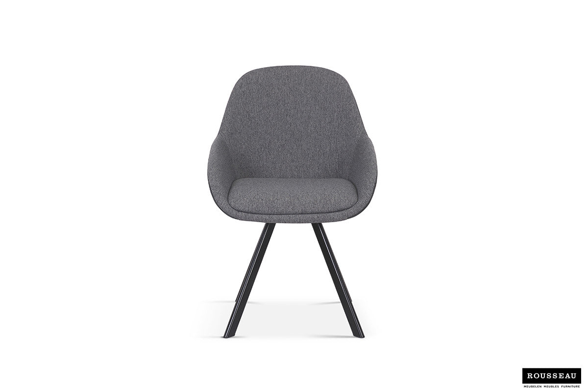 Stoel tortina Stof Grijs Rug PU Donkergrijs