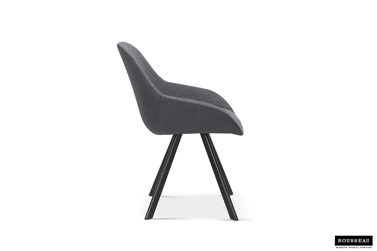 Stoel tortina Stof Grijs Rug PU Donkergrijs