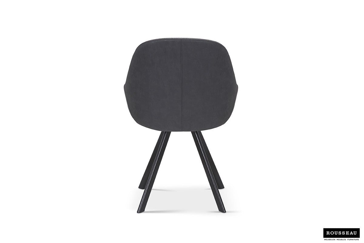 Stoel tortina Stof Grijs Rug PU Donkergrijs