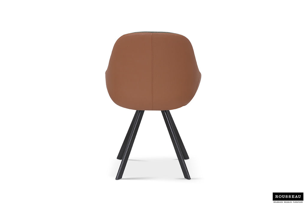 Stoel tortina Stof Groen Rug PU Cognac