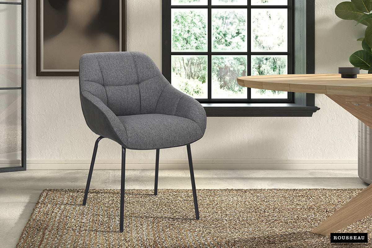 Stoel quartino Stof Grijs Rug PU Donkergrijs