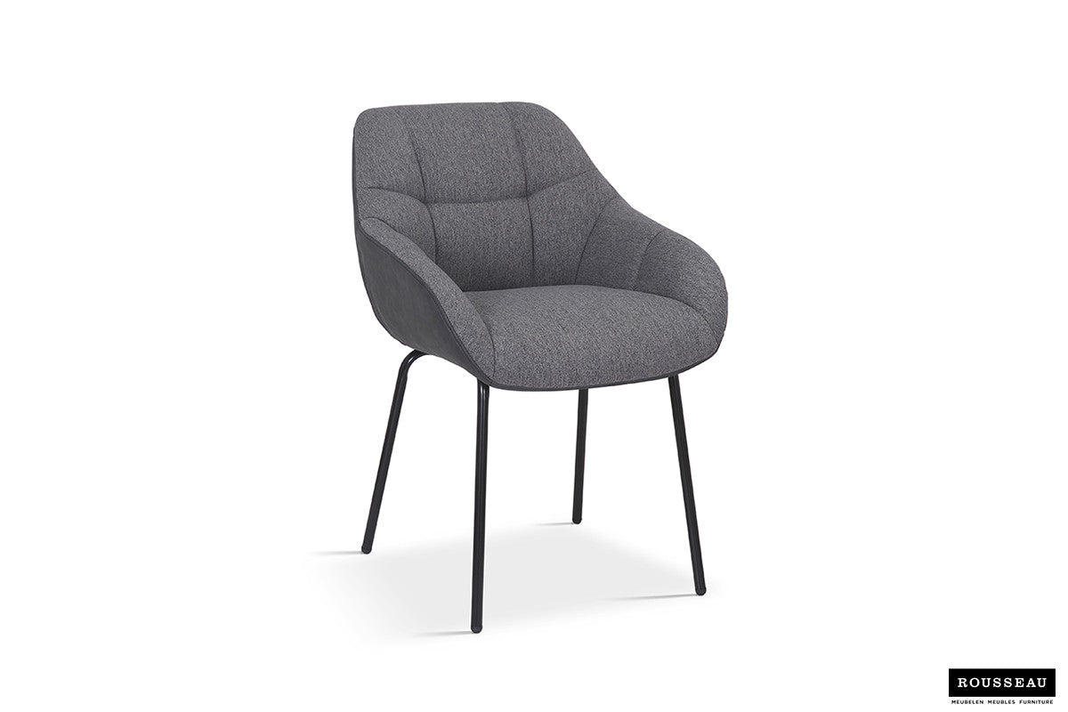 Stoel quartino Stof Grijs Rug PU Donkergrijs