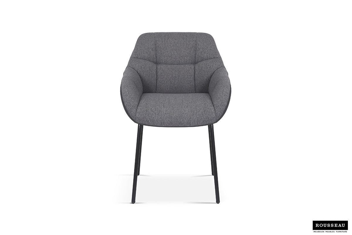 Stoel quartino Stof Grijs Rug PU Donkergrijs