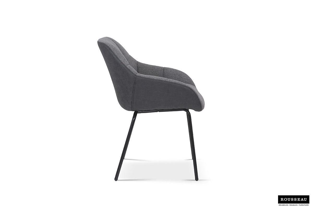 Stoel quartino Stof Grijs Rug PU Donkergrijs