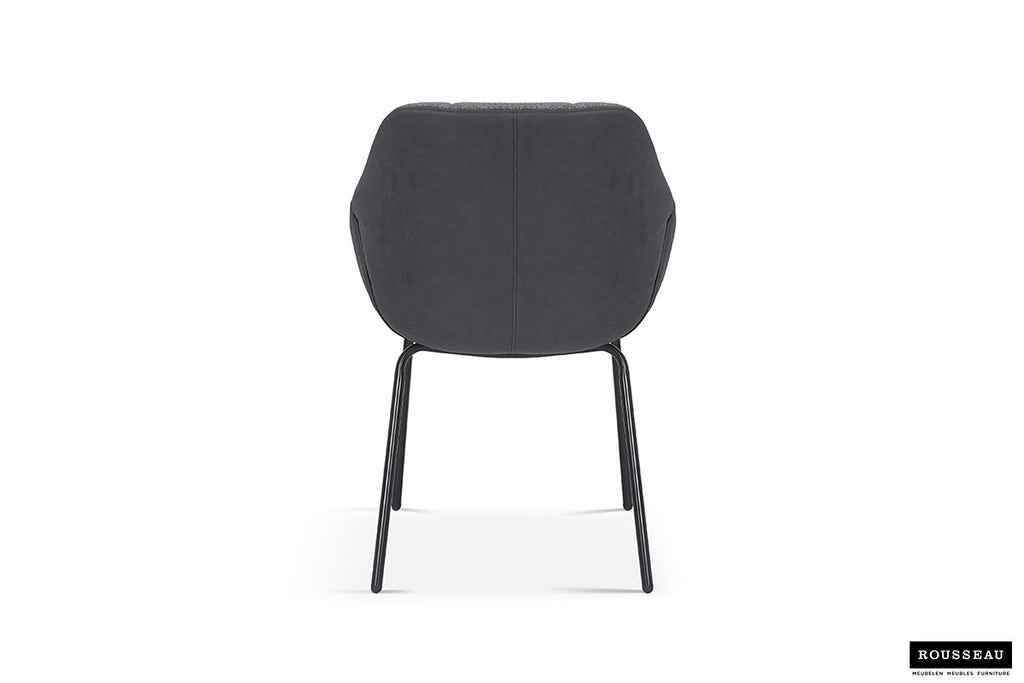 Stoel quartino Stof Grijs Rug PU Donkergrijs