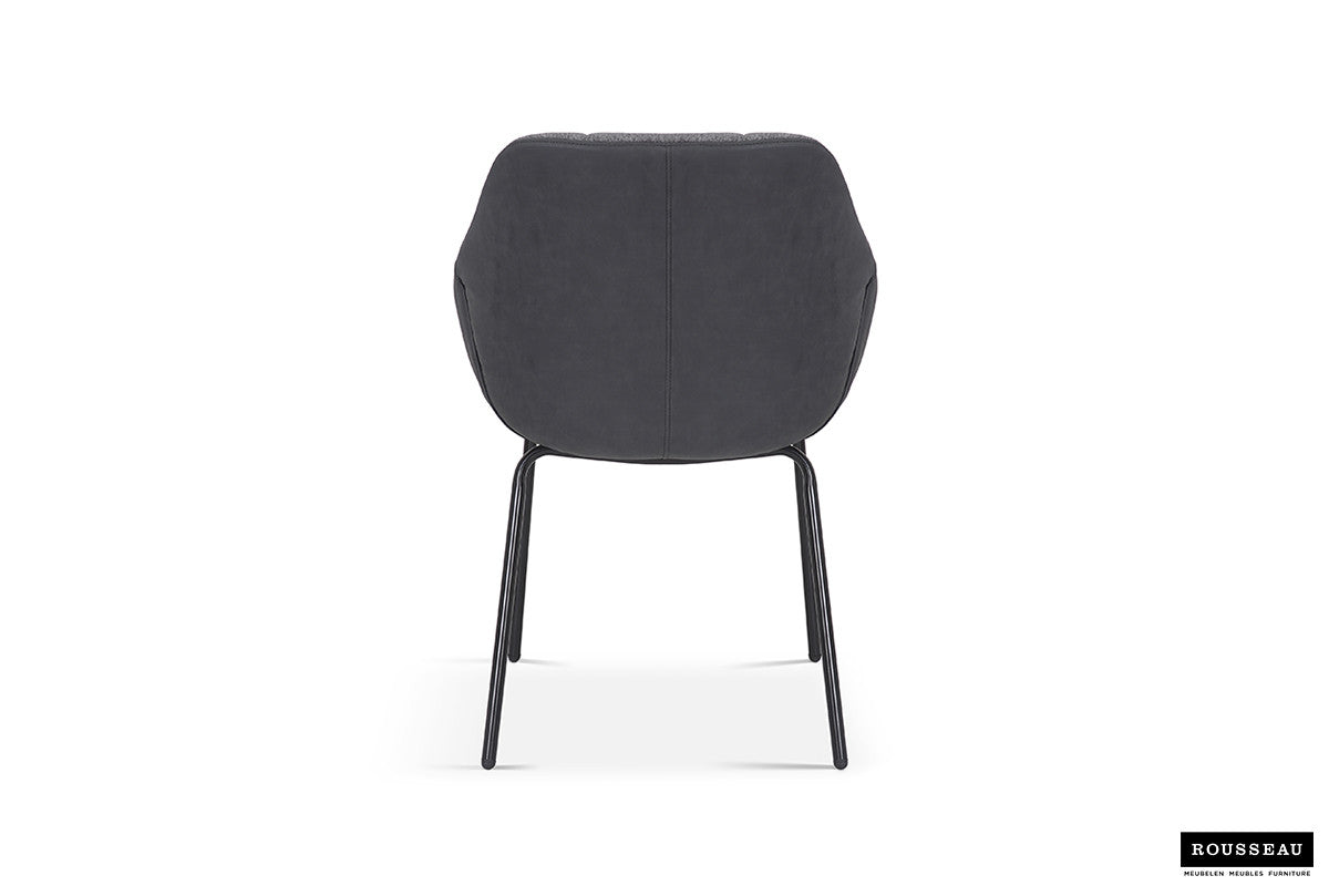 Stoel quartino Stof Grijs Rug PU Donkergrijs