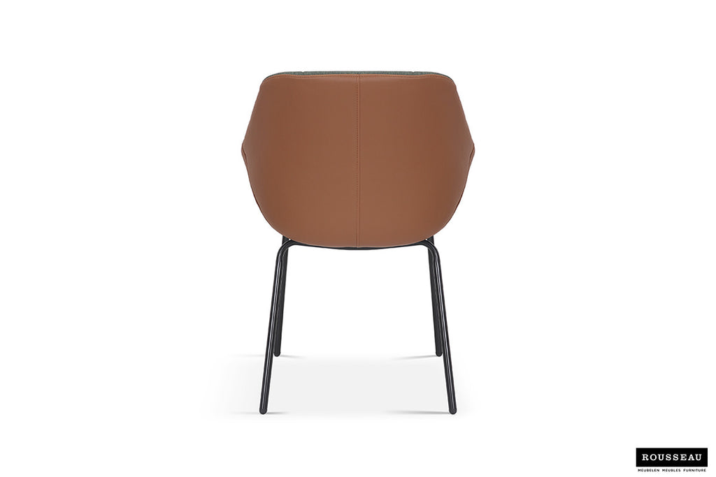 Stoel quartino Stof Groen Rug PU Cognac