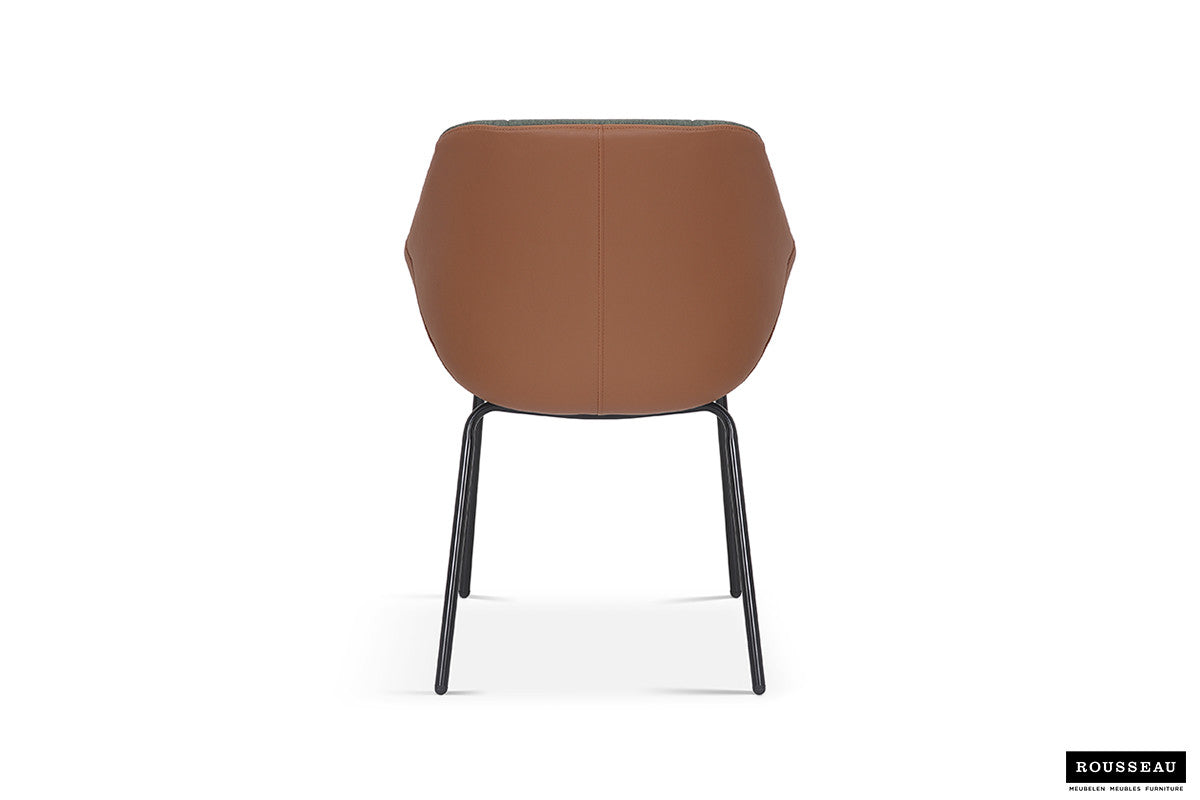 Stoel quartino Stof Groen Rug PU Cognac