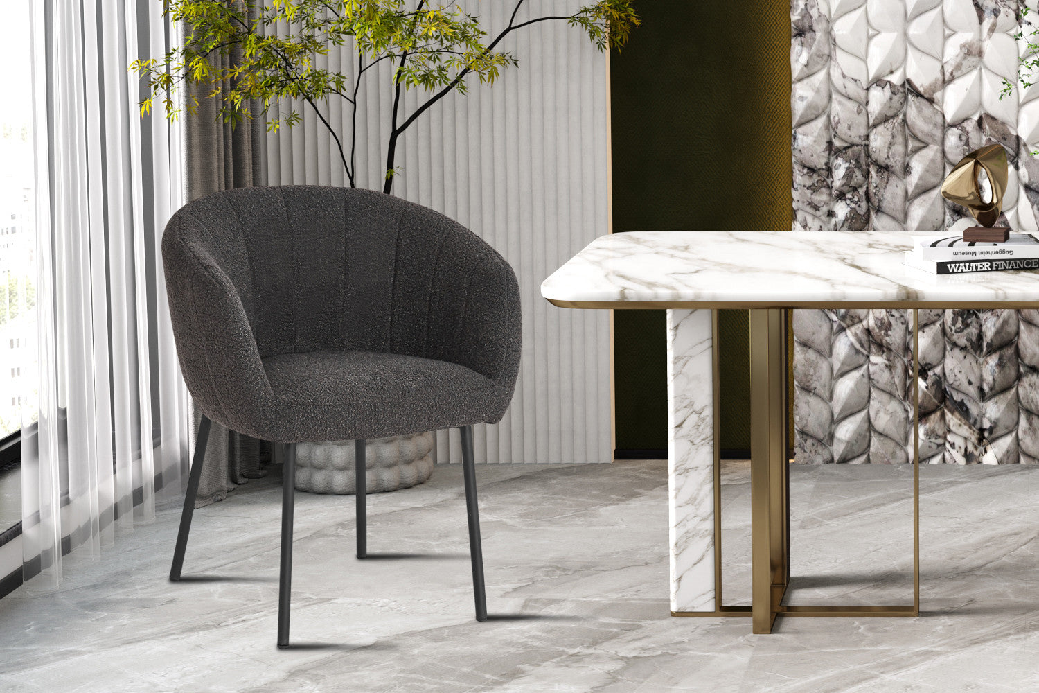 Stoel ruby Bouclé Grijs