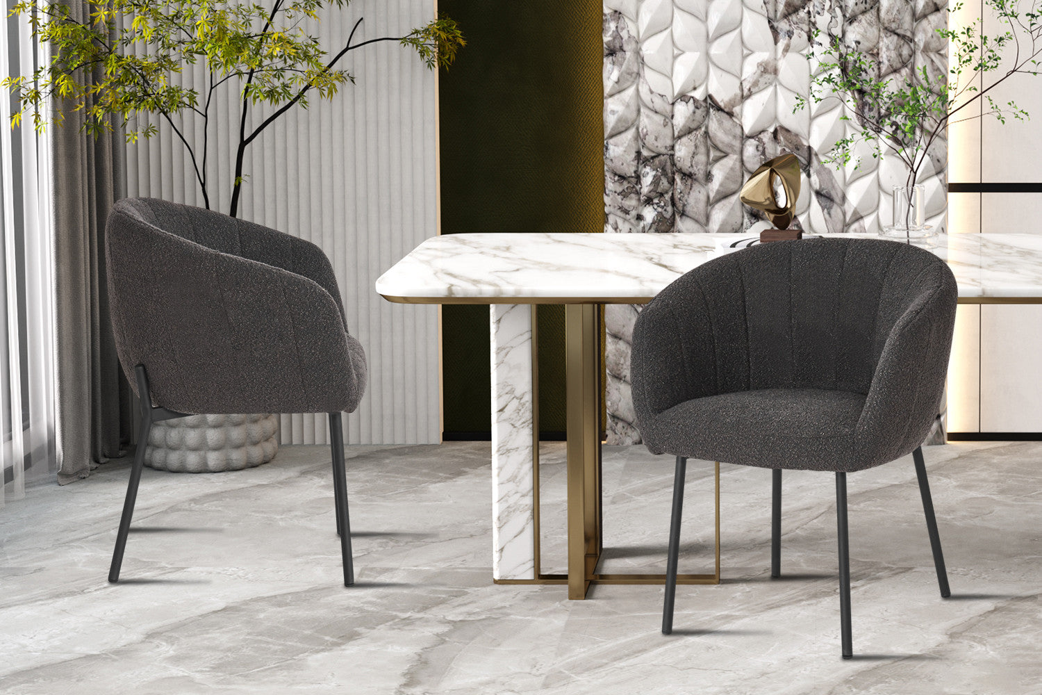 Stoel ruby Bouclé Grijs