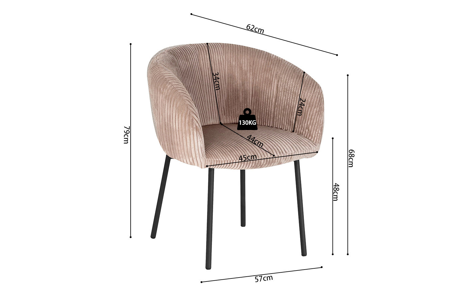 Stoel ruby Corduroy Fabb Hyper 38 Zand