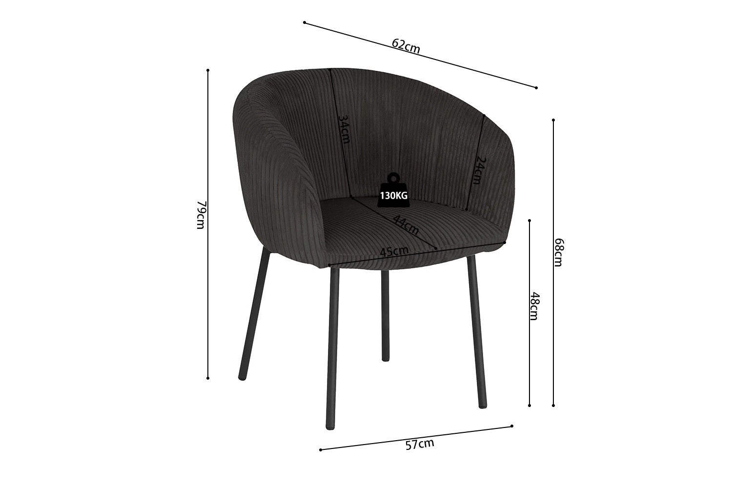 Stoel ruby Corduroy Fabb Hyper 16 Grijs