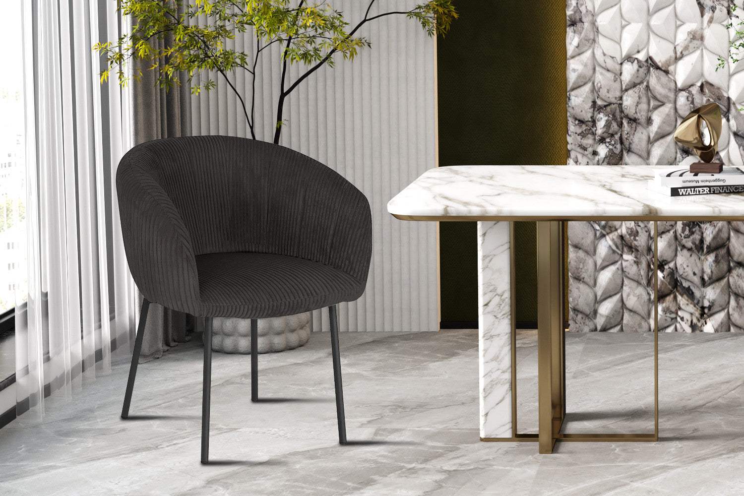 Stoel ruby Corduroy Fabb Hyper 16 Grijs