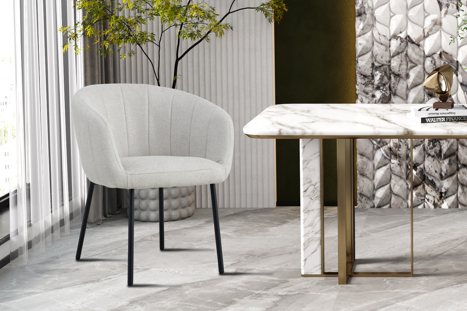 Stoel ruby Stof Beige