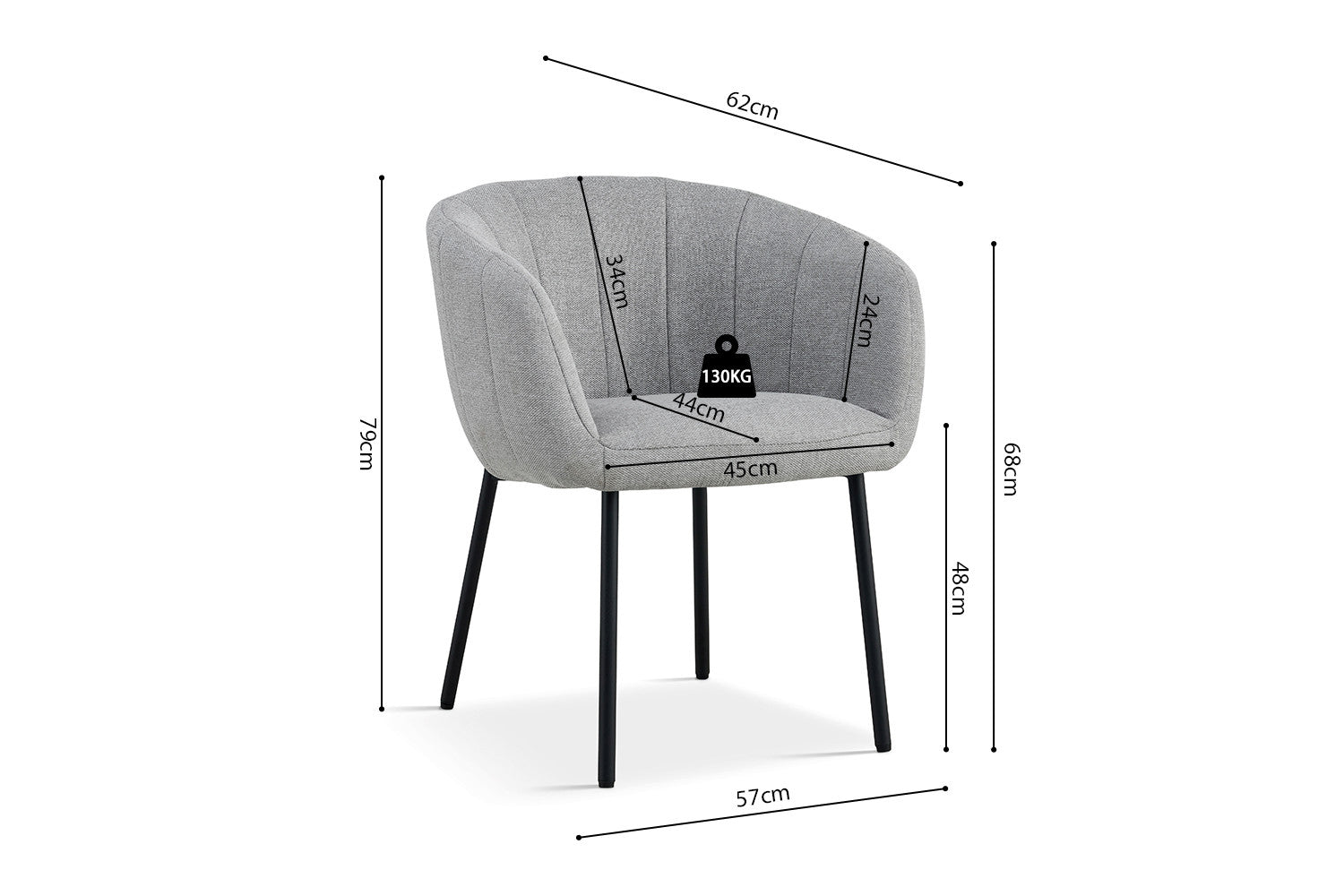 Stoel ruby Stof Lichtgrijs