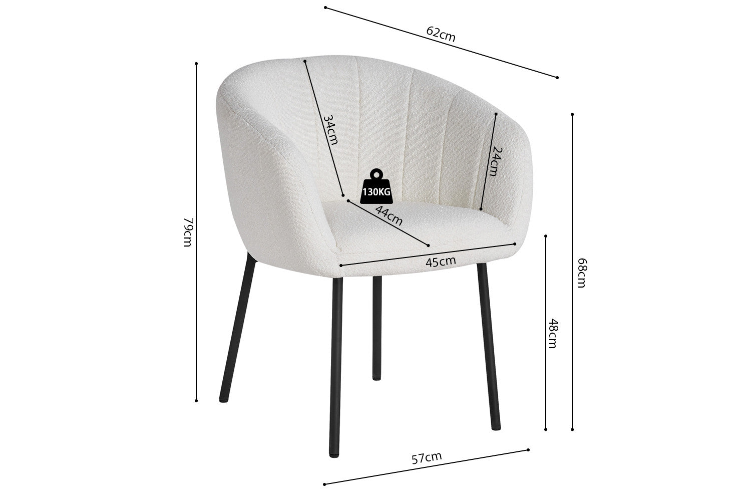 Stoel ruby Bouclé Wit