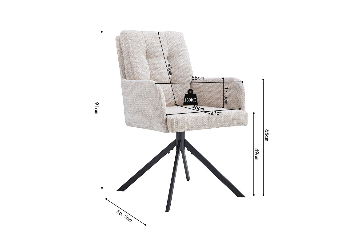 Stoel mirello Draaibaar tot 0 Stof Davis Bliss 75-03 Beige