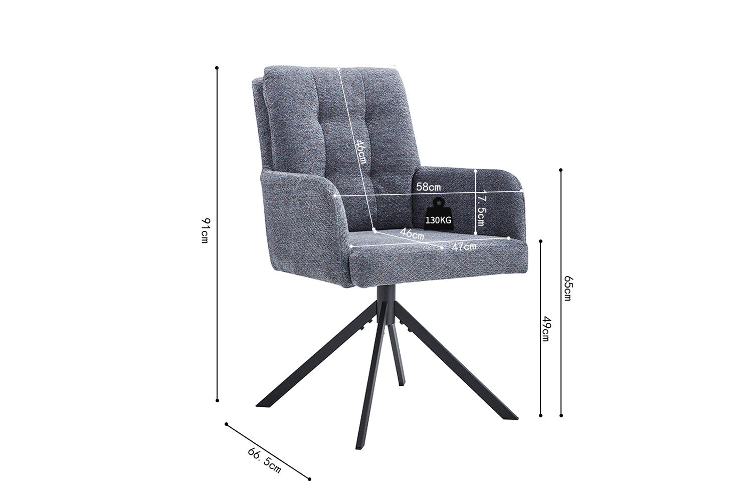 Stoel mirello Draaibaar tot 0 Stof Davis Bliss 75-73 Donkergrijs