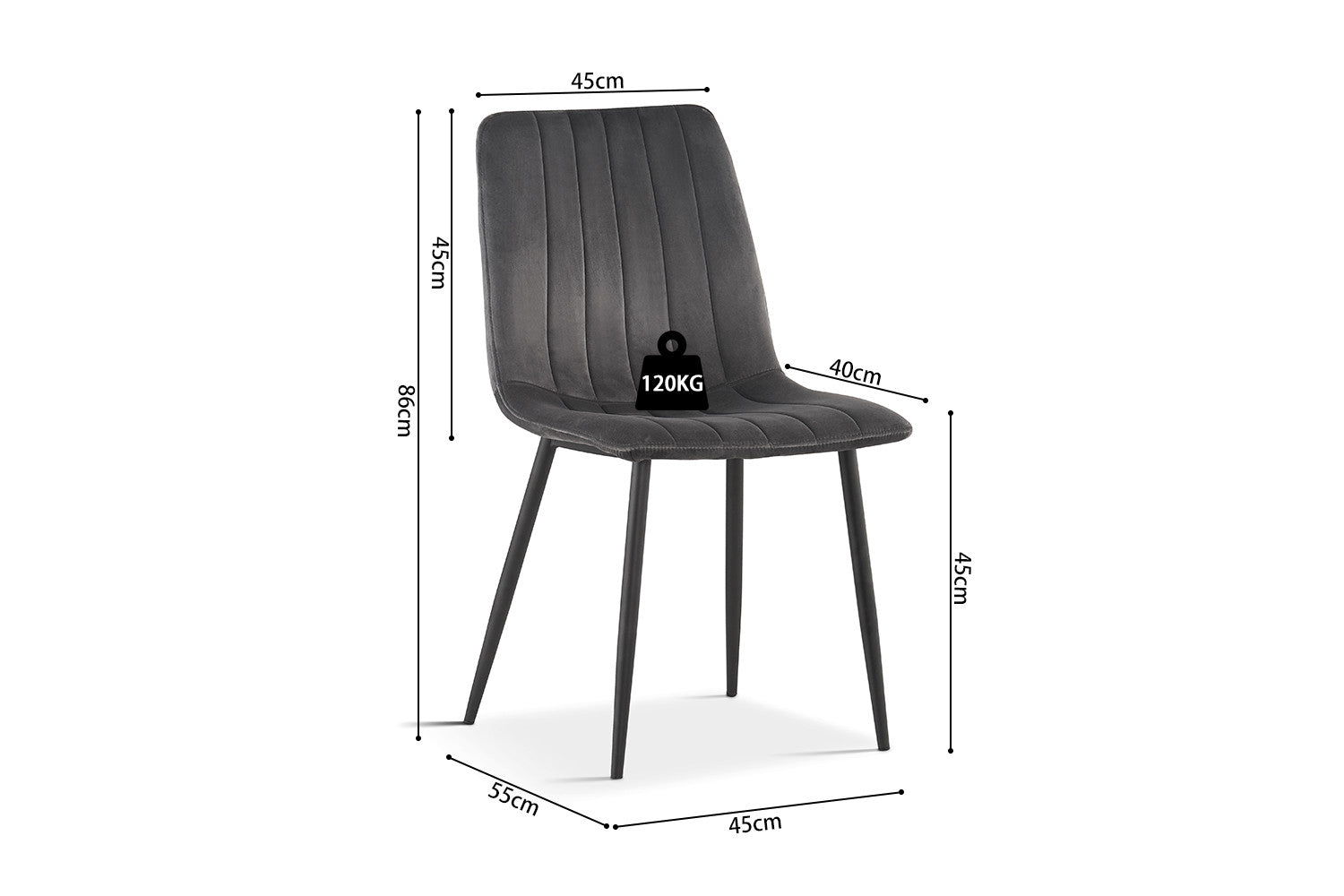 Stoel torvella Fluweel Grijs