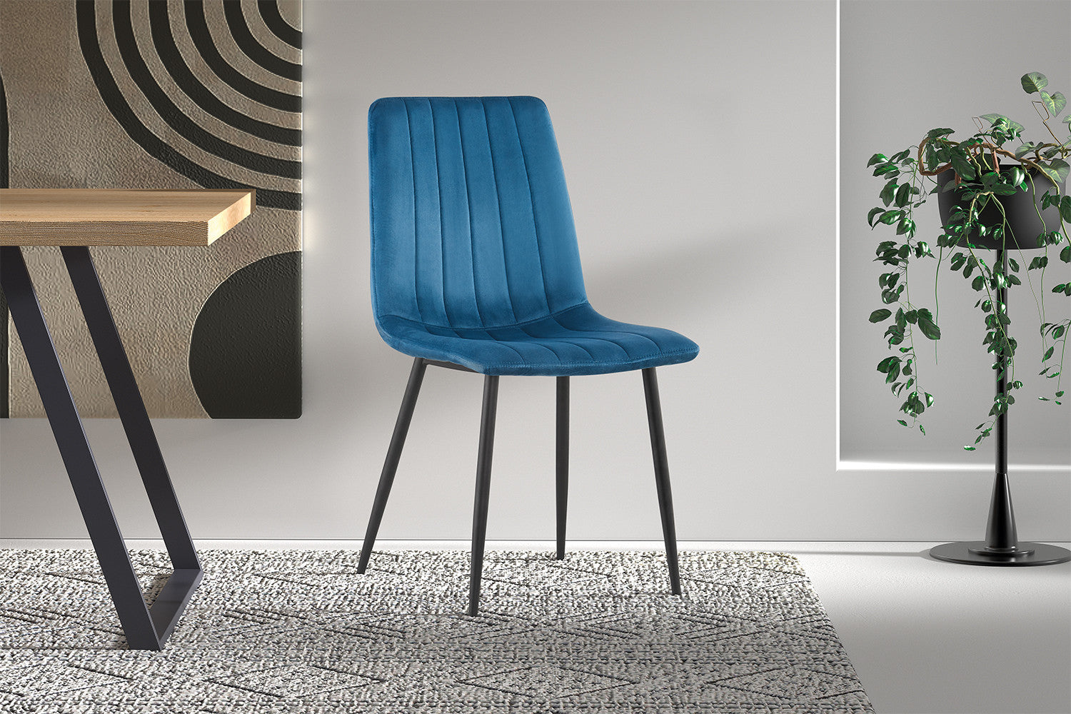 Stoel torvella Fluweel Blauw