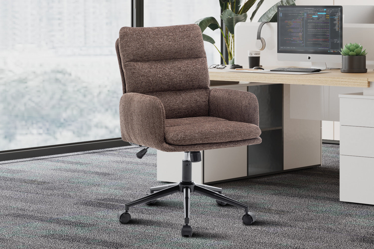 Bureaustoel Miana Stof Fabb Raven 45 Bruin