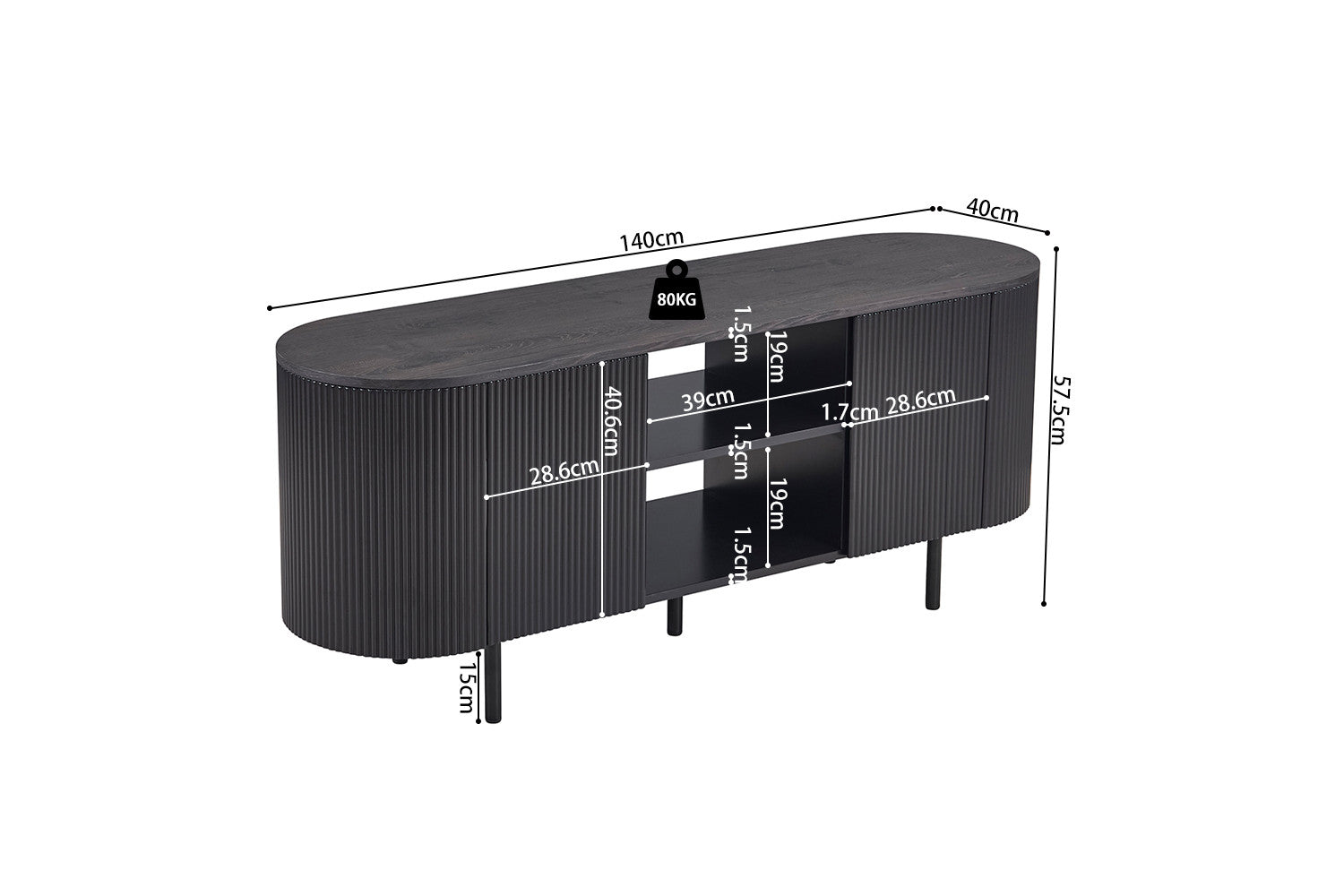 TV meubel cantos 140 cm Decor Donkerbruin