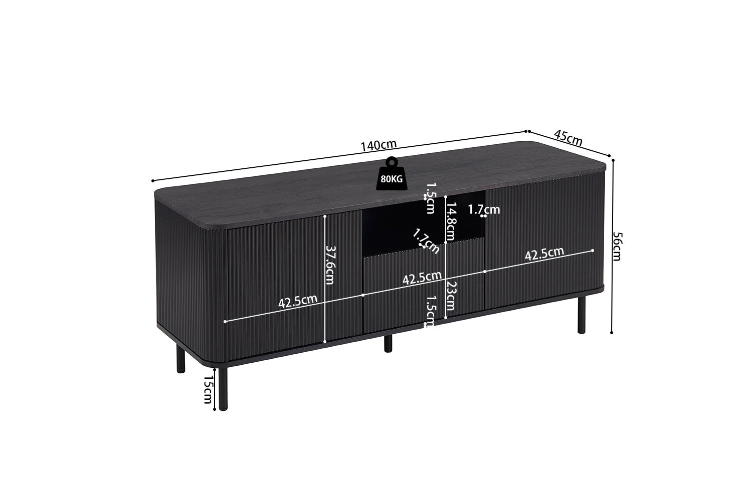 TV meubel cantos 140 cm Decor Donkerbruin