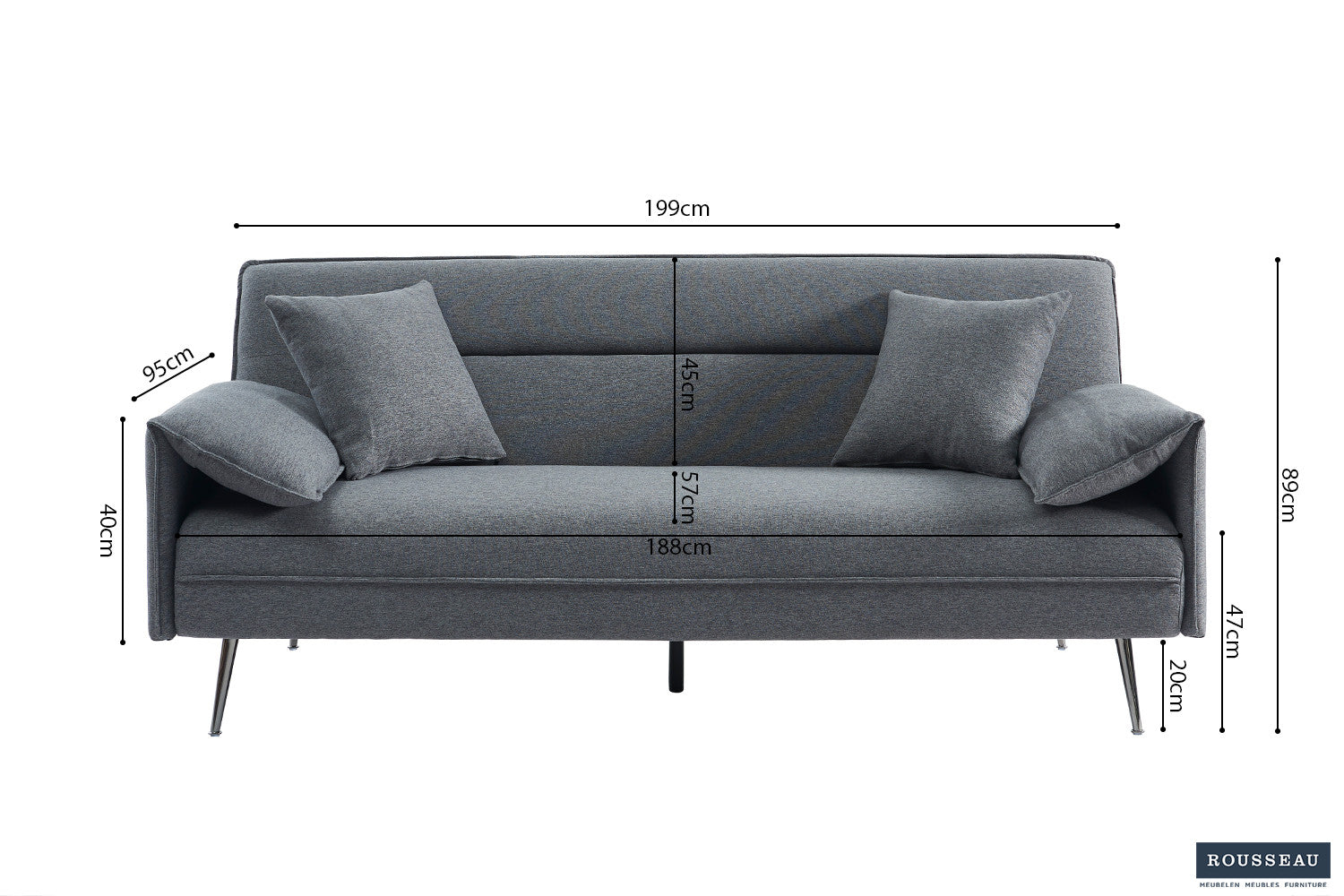 Slaapbank Victor Stof Ote Family 22 Grijs