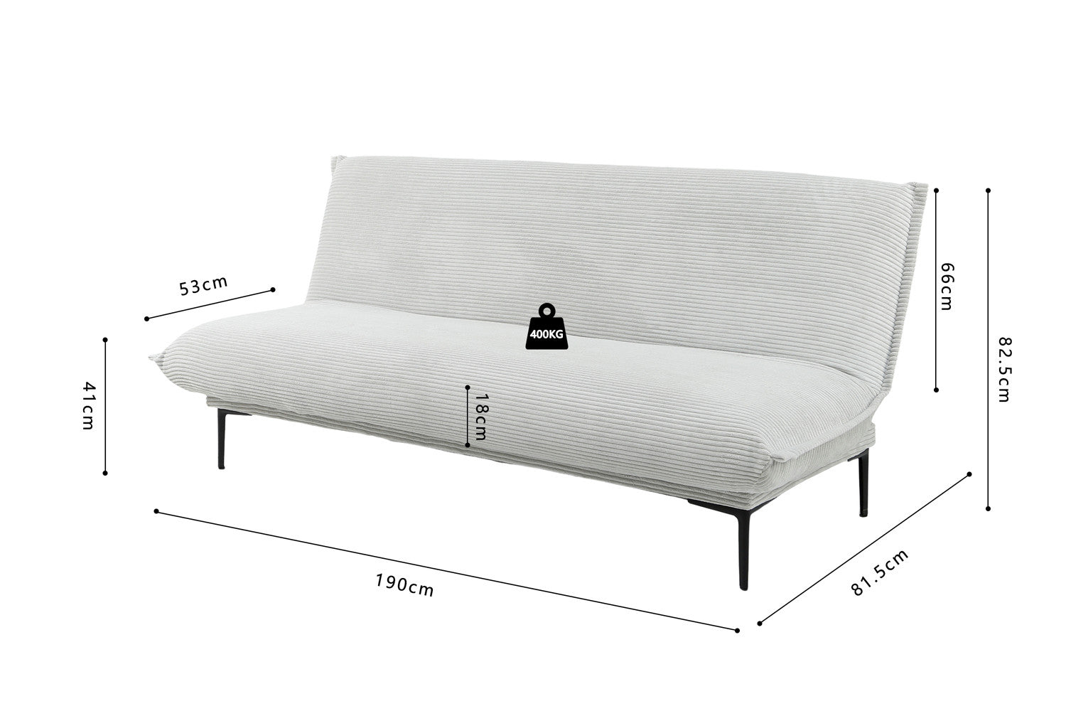 Slaapbank Amola Corduroy Lichtgrijs