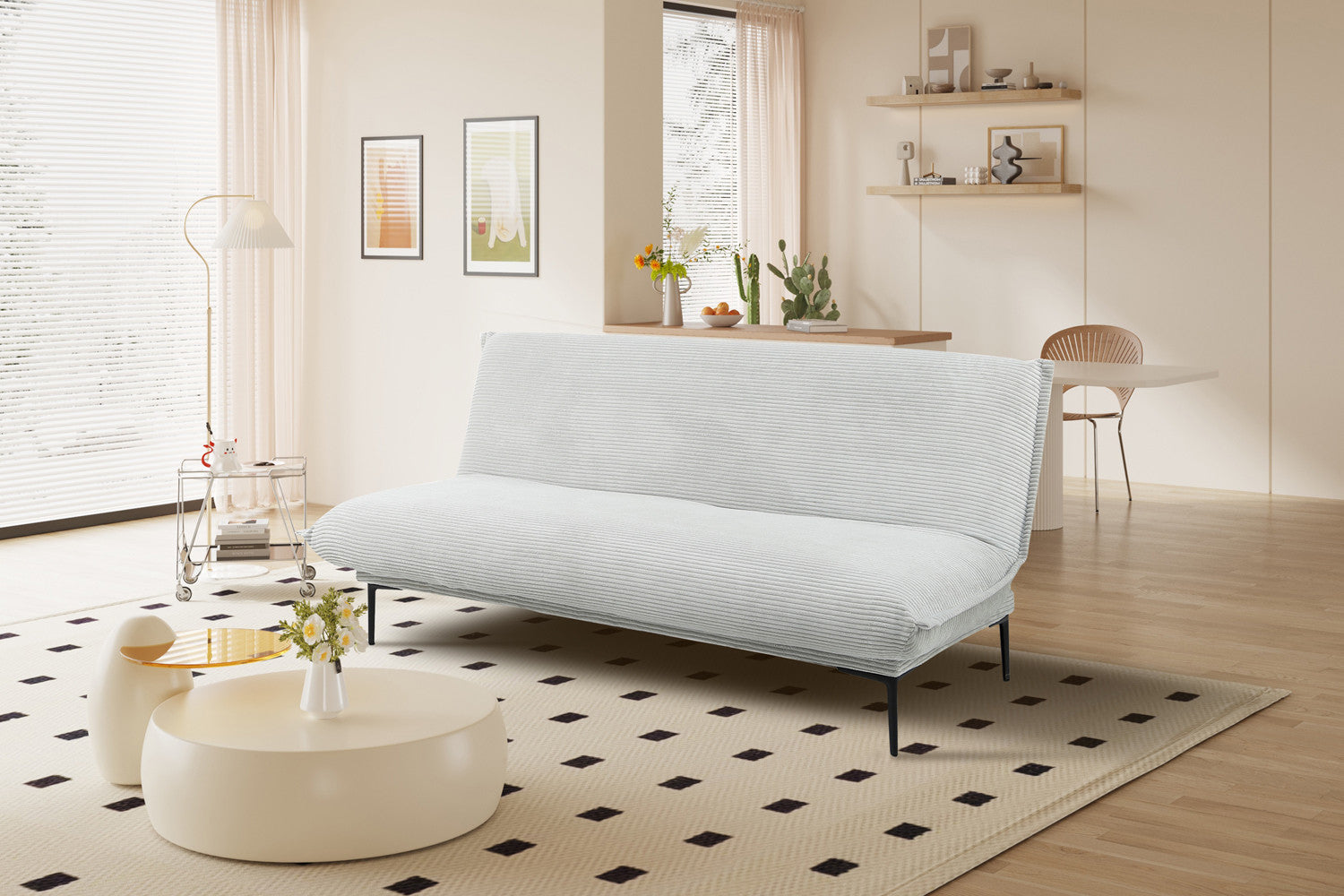 Slaapbank acord Corduroy Lichtgrijs