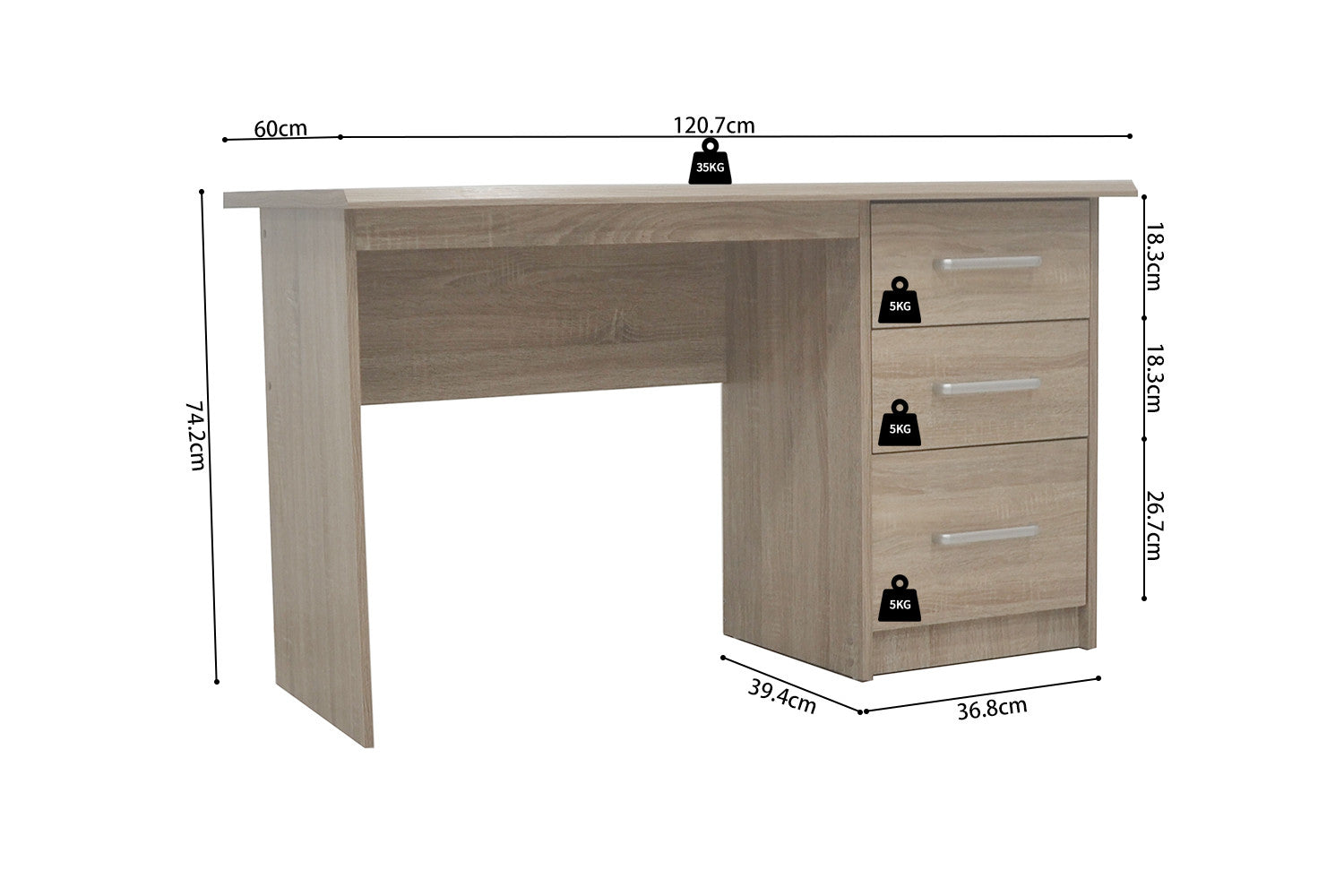 Bureau Daniel 3 lades Sonoma