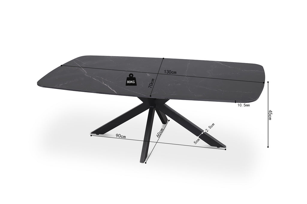 Salontafel Noxen 130 cm Deens Ovaal Steen Zwart