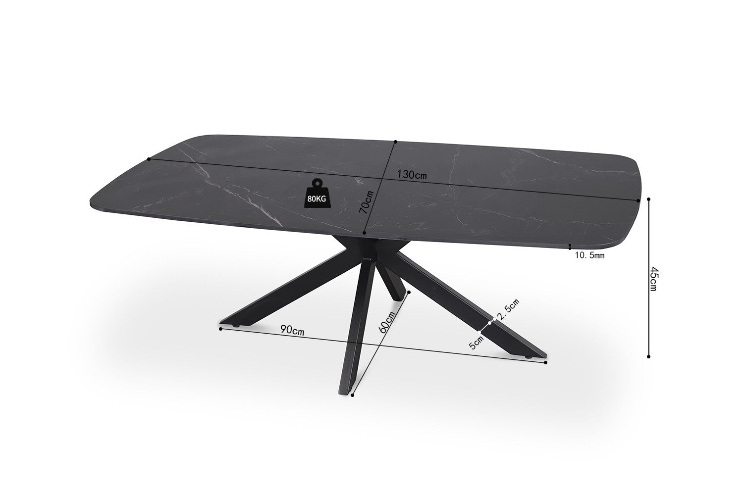 Salontafel Noxen 130 cm Deens Ovaal Steen Zwart