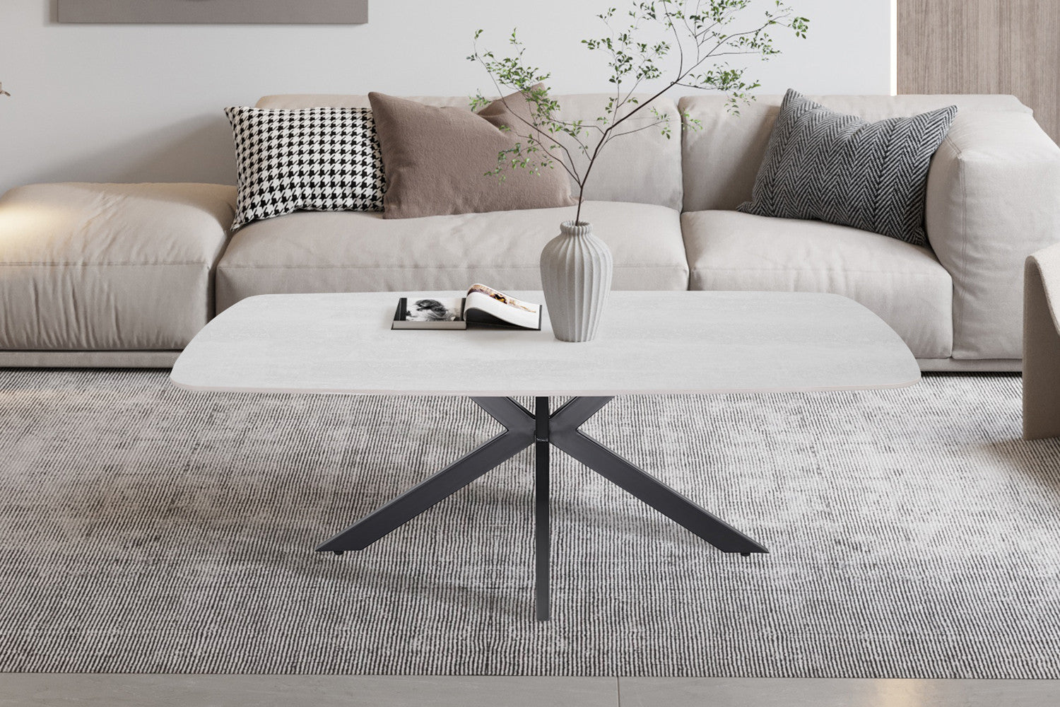 Salontafel Noxen 130 cm Deens Ovaal Steen Baroque Grijs